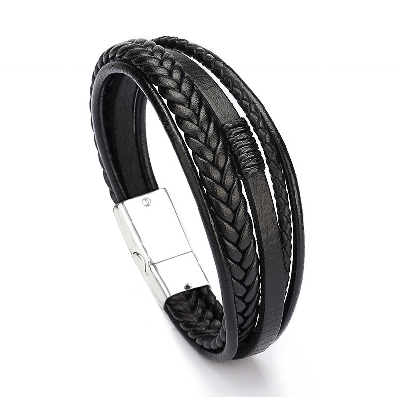 1 Piece Niche Style Multi-layered Shape PU Men's Bracelet h5 